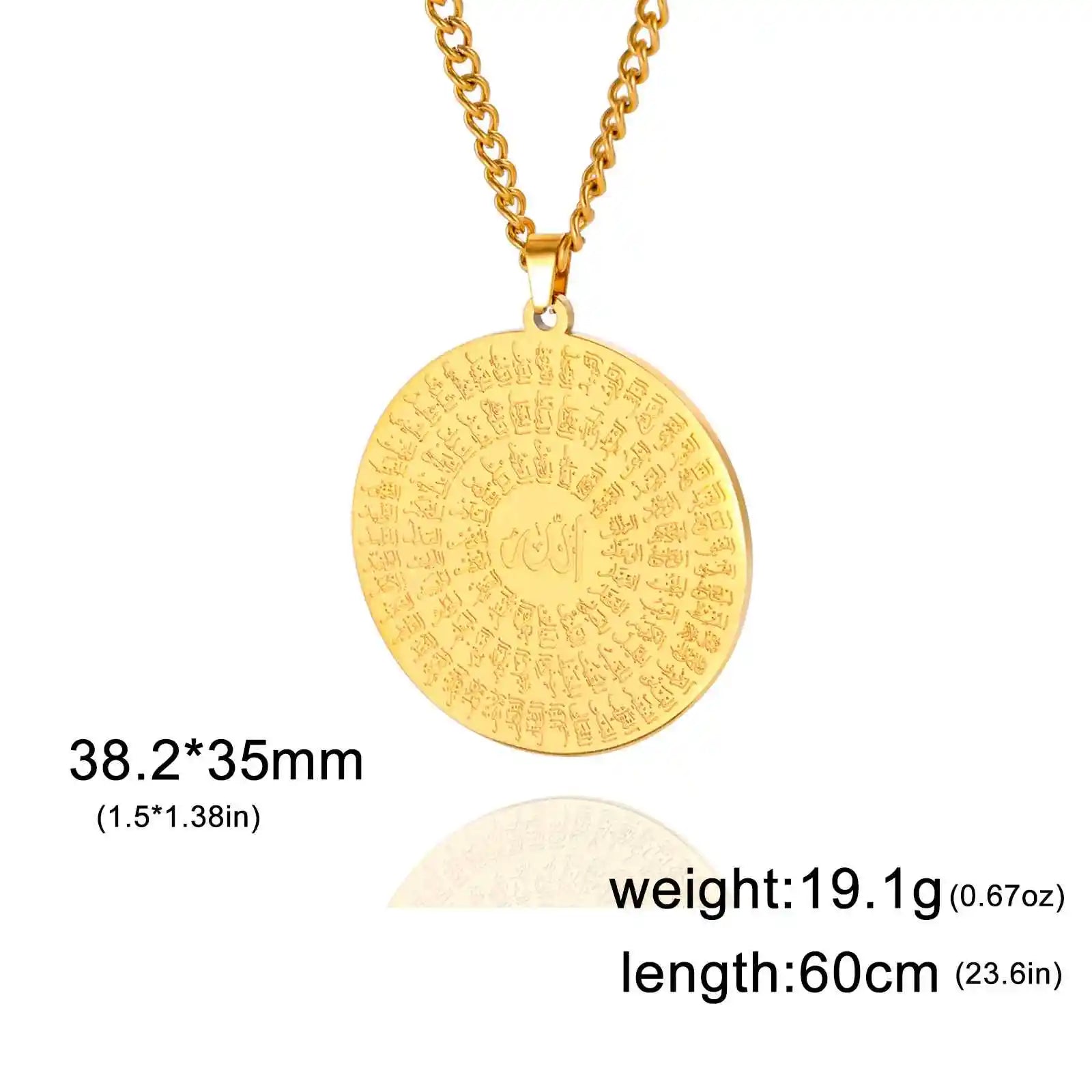 VASSAGO Muslim Allah Necklace Islamic Allah Pendant Necklace Ayatul Kursi Islam Quran Allah Charm Eid Arabic Gift for