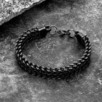 Black Reversible Double Chain Bracelet — Stainless Steel