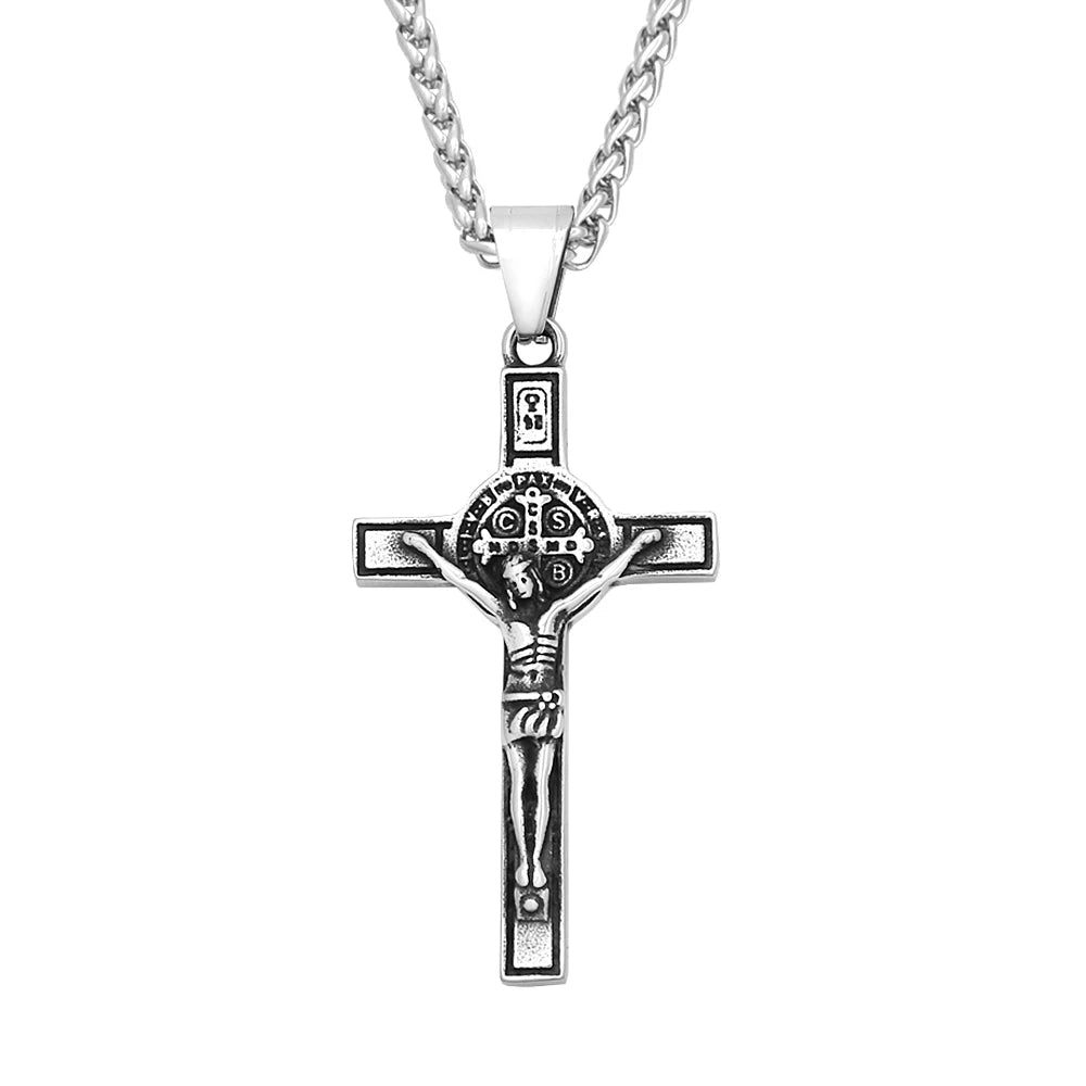 Vintage Jesus Cross Pendant — 316L Stainless Steel