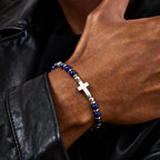 Cross Charm Stone Beaded Bracelet