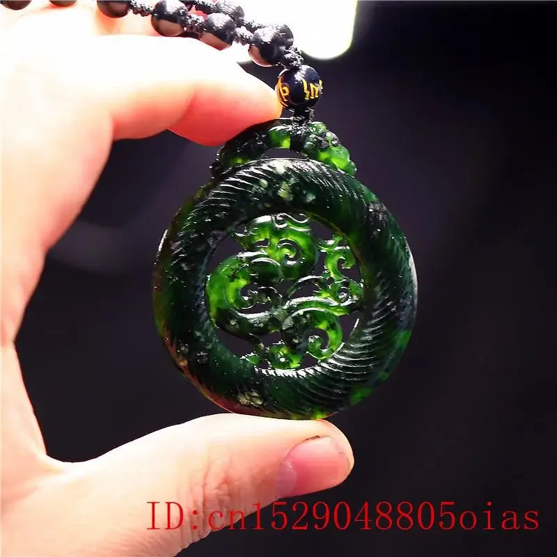 Jade Phoenix Pendant Necklace Charm Natural Chinese Amulet Fashion Black Green Gifts Jewellery Carved
