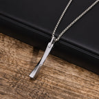 Vnox Mens Silver Color Bar Necklaces, Geometric Stainless Steel Pendant with Box Chain, Minimalst Metal Jewelry Gift