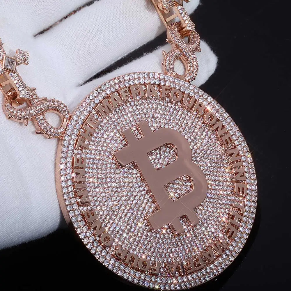 Iced Out Round Pendant Necklace CZ