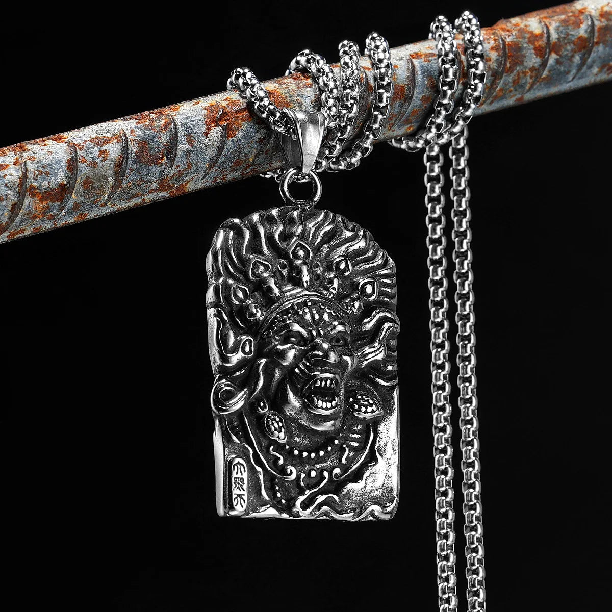 Tibetan Demon Stainless Steel Pendant Necklace