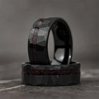 8MM Black Tungsten Carbide Rings for Man Fashion Jewelry Men's Wedding Bands Inlaid Red Opal Engagement Rings Fine Gifts Anillos