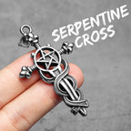 Serpentine Cross Pendant Necklace — Stainless Steel