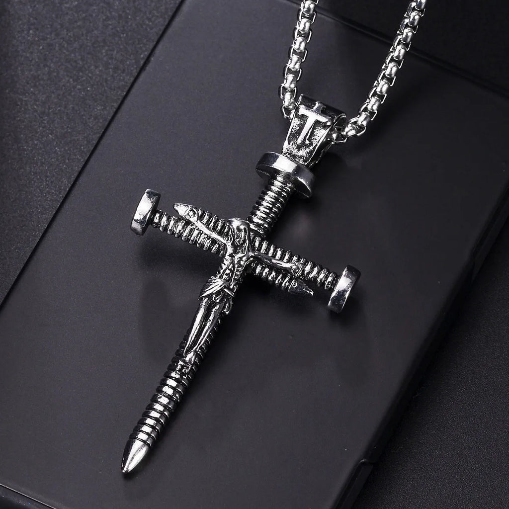 Cross Pendant Necklace — Stainless Steel