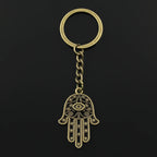 Fashion 30mm Key Ring Key Chain Keychain Jewelry Antique Bronze Silver Color Death Eye Hamsa Palm Fatima Hand 36x25mm Pendant