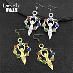 Gold Earrings Chakra Stone Yoga Drop Reiki Spiritual