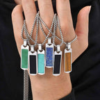 Natural Stone Healing Pendant — Stainless
