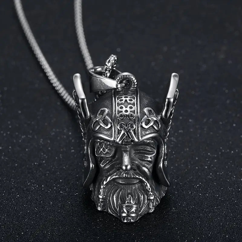 Norse Gods Odin Celtic Knot Motorcycle Bell Necklace Men's Punk Riding Rock Lucky Exorcism Amulet Jewelry