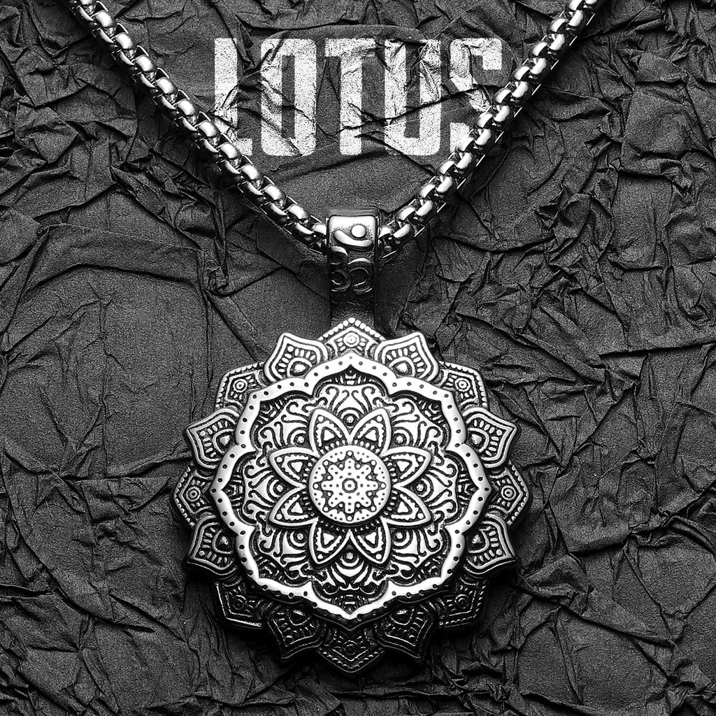 Mandala Flower Pendant — Stainless Steel