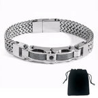Punk Stainless Steel Bracelet 21 Cm Franco Link Chain Inlaid With Large-Grained Zircon Magnet Clasp