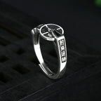 New Vintage Antique Coin Ring with Rotating Compass Design Open Adjustable Ring for Good Fortune Jewelry