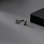 Black Cross Stud Earrings for Men & Women — Black-Tone