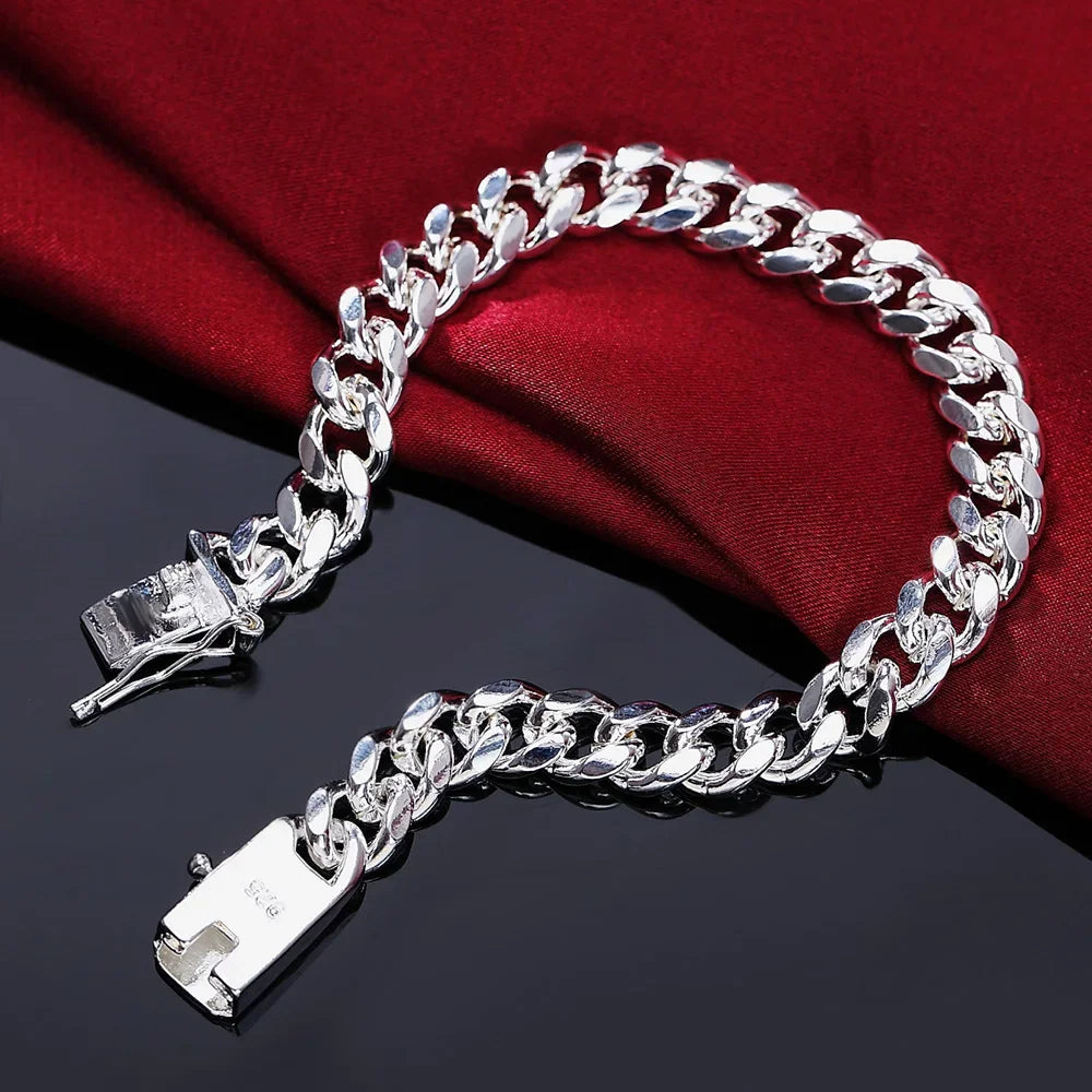 Twisted Chain Bracelet for Men & Women — Silver-Tone, Simple
