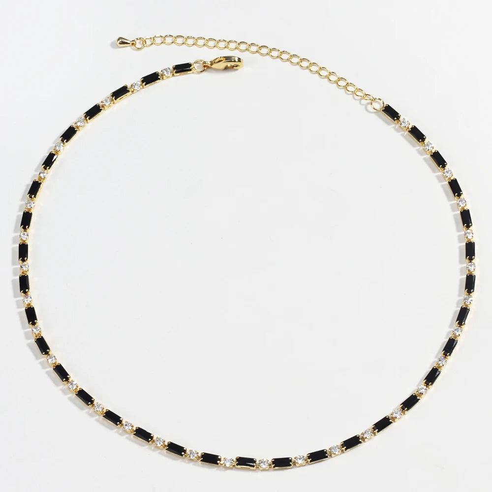 Luxury Sexy Choker Iced Out Tennis Chain Necklace For Women Cubic Zircon Crystal Short Hiphop Neck Accessories Jewelry