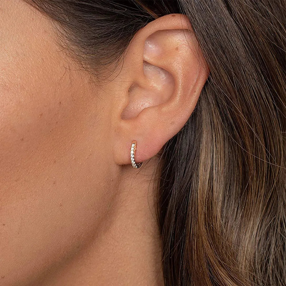 Iced Out Hoop Earrings Stainless Steel CZ