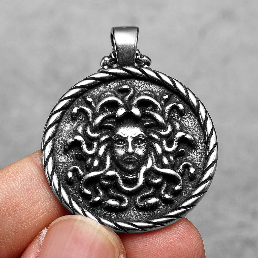 Snake Medusa Pendant Necklace Stainless Steel