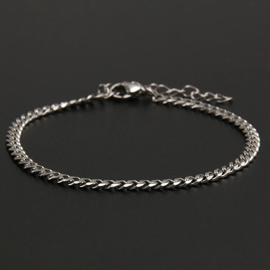 3.5-7MM Stainless Steel Chain Bracelets For Men Women Punk Curb Cuban Link Chain Bangle Fashion Party Never Fade Jewelry