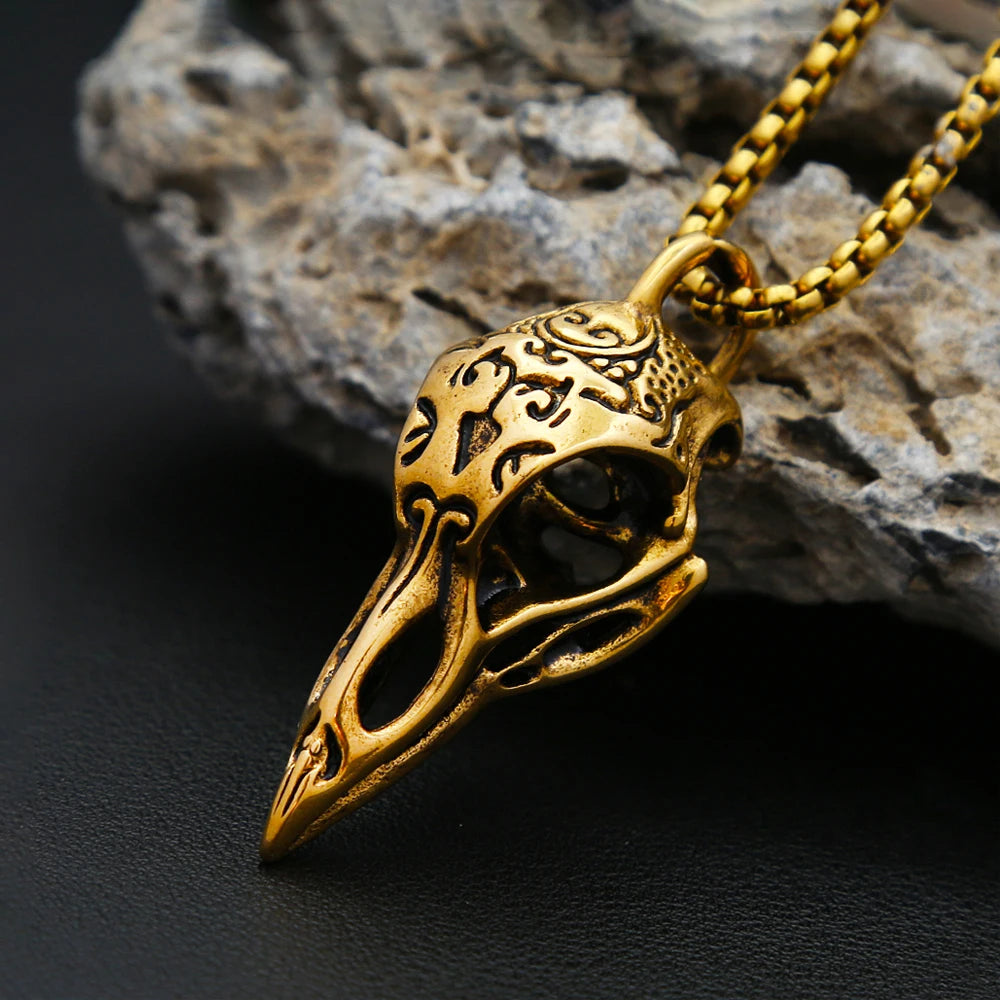 Raven Skull Pendant — Stainless Steel