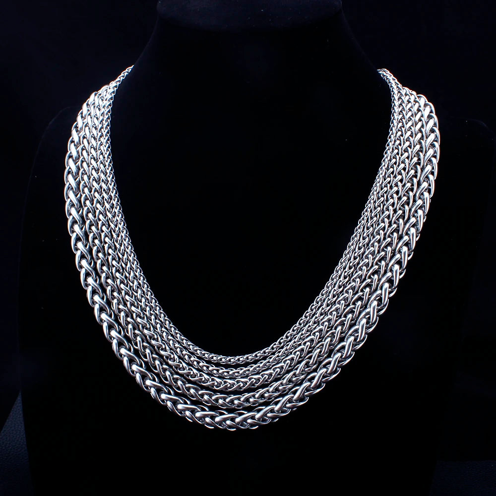 2-8mm (40-80cm) Full Size Stainless Steel Dragon Chain Necklace Fashion Punk Twist Chains Jewelry Gift for Men Women