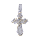 2026 New Iced Out Barbed Wire Wrapped Cross Pendant Necklace Silver Color Cubic Zirconia CZ Charm For Men Hip Hop Jewelry