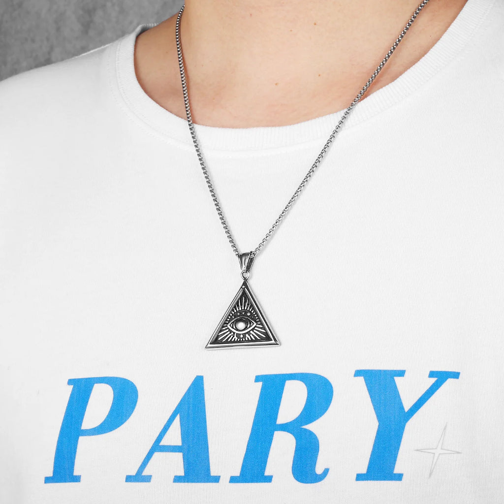 Masonic Eye Pendant Necklace — Stainless Steel