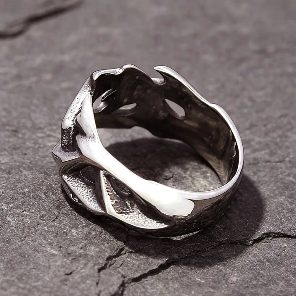 Simple Hollow Crown Of Thorns Stainless Steel Ring Gothic Punk Design Inspired Ring For Men Women Biker Fashion Jewelry