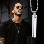 Vertical Bar Box Chain Pendant — Stainless