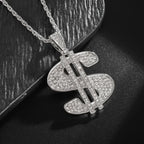 Hip Hop Iec Out Put Crystal Zirconia Dollar Sign Pendant Necklace Fashion Punk Cool Rock Rap Party Jewelry Accessories