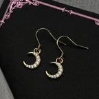 Moon Two-Tone Earrings Sterling Zircons Crescent