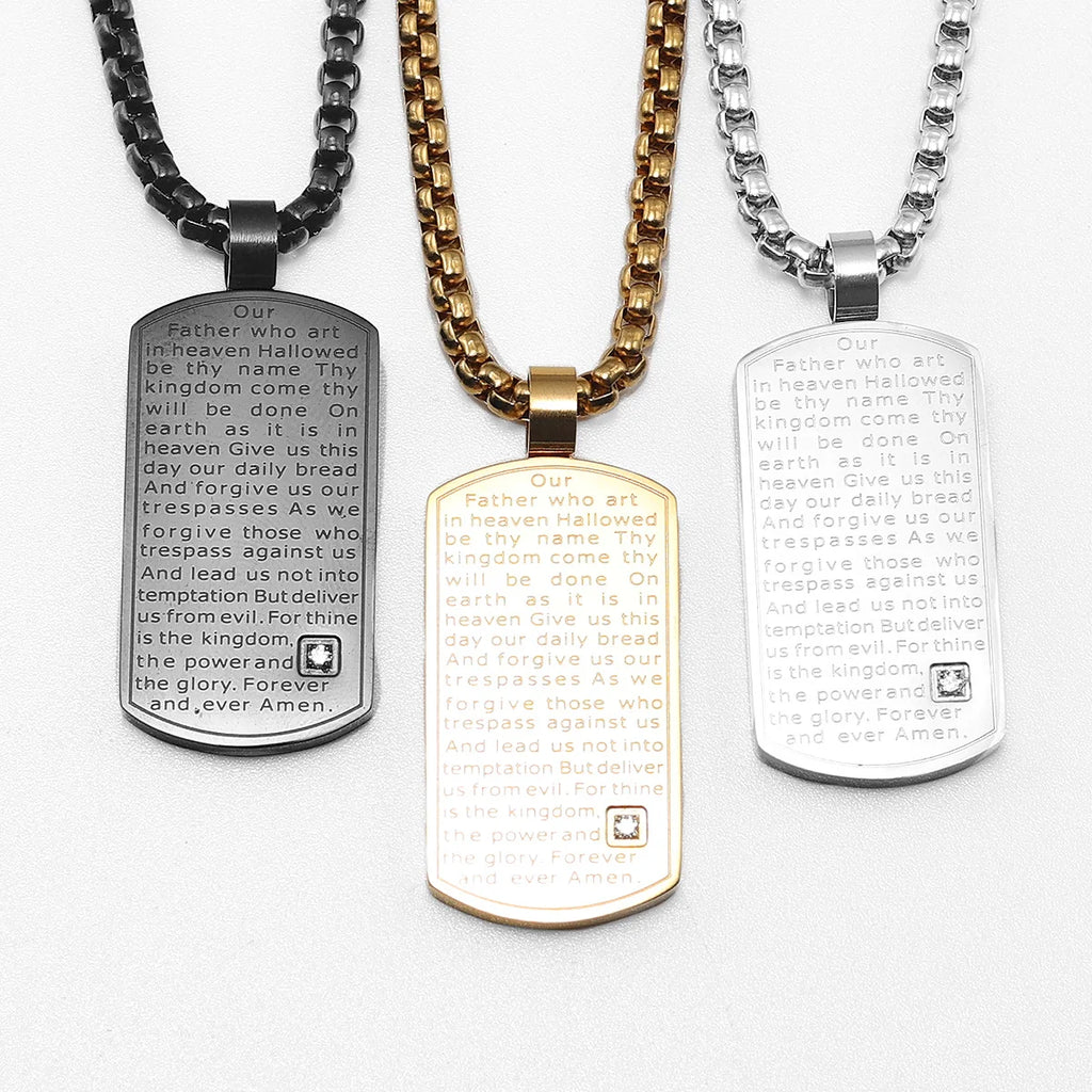 Bible Gemstone Pendant — Stainless Steel