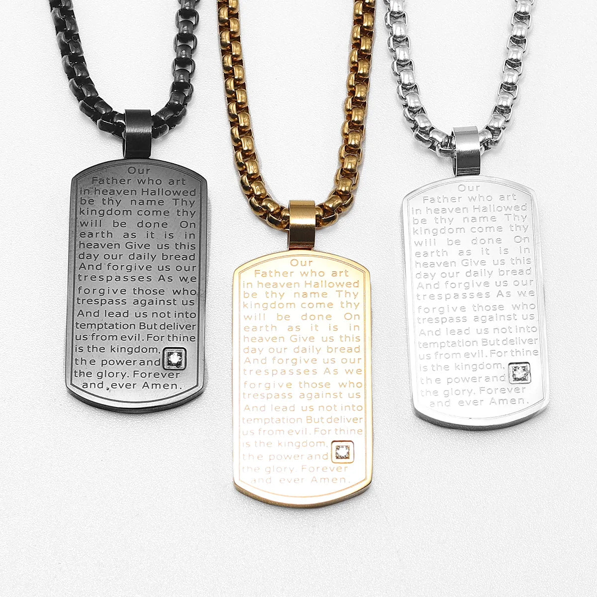 Bible Gemstone Pendant — Stainless Steel