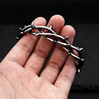 Vintage Gothic Thorn Open Cuff Bracelet For Men Women Stainless Steel Twisted Bangles Punk Rock Wrist Jewelry Fashion