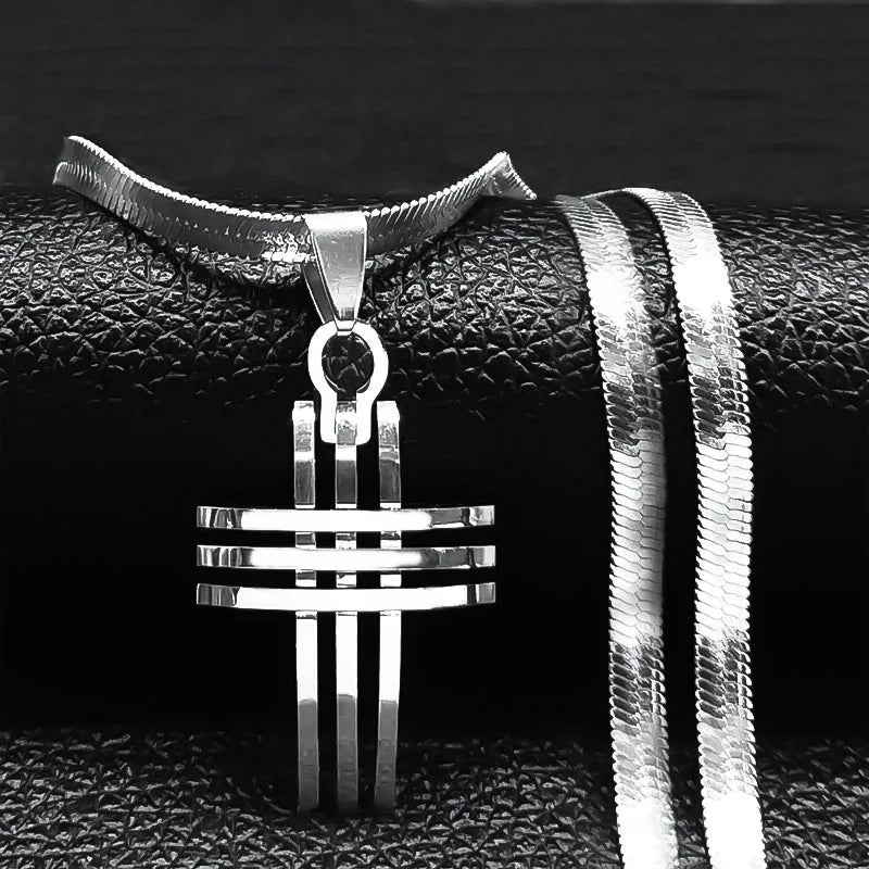 Cross Snake Steel Pendant Novelty Trinity Stereo