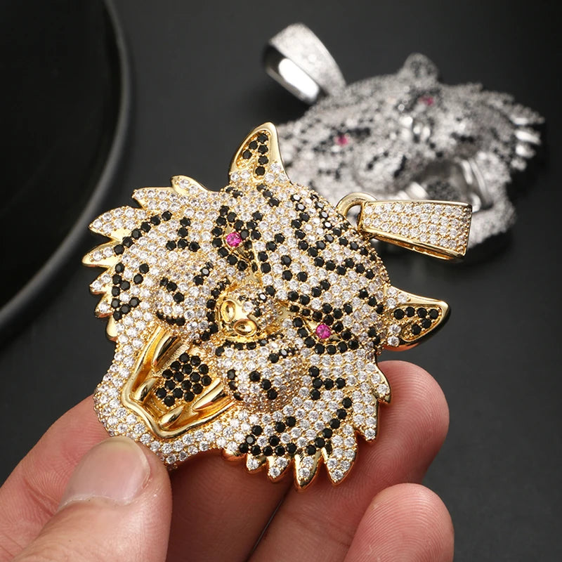Iced Out Lion Rope Chain Pendant