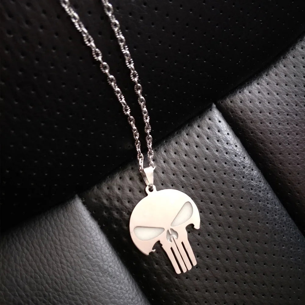 Gothic Dark Skull Stainless Steel Pendant Necklace