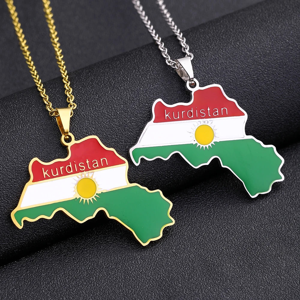Kurdistan Map Pendant Necklace — Stainless Steel