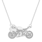 Classic Biker Motorcycle Pendant Necklace — Two-Tone