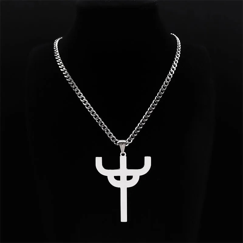 Gothic Silver Pendant Chain Necklace — Stainless Steel