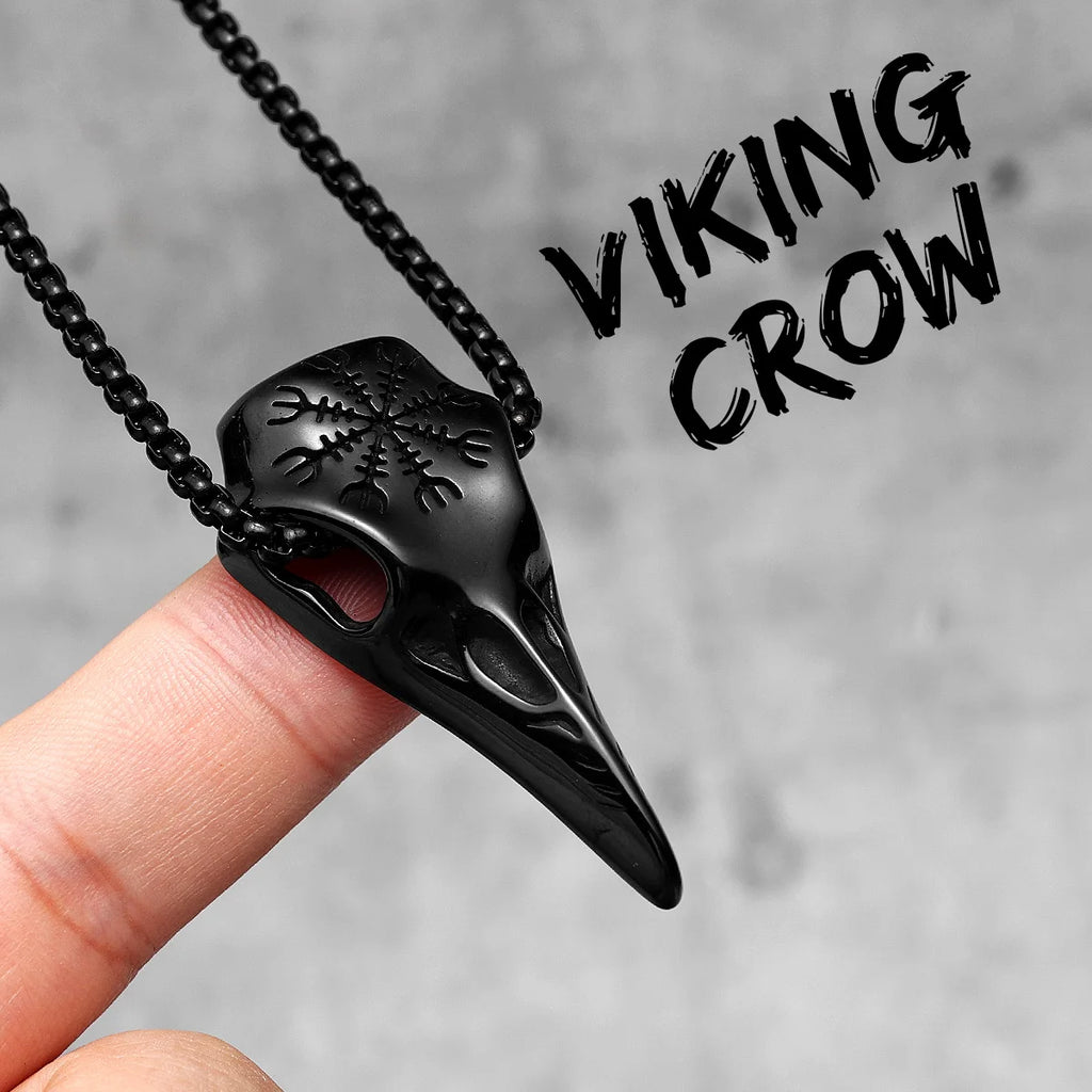 Viking Crow Simple Men Necklaces With Pendant Stainless Steel Jewelry For Male Women Punk Hip Hop Accessories Gifts Wholesale