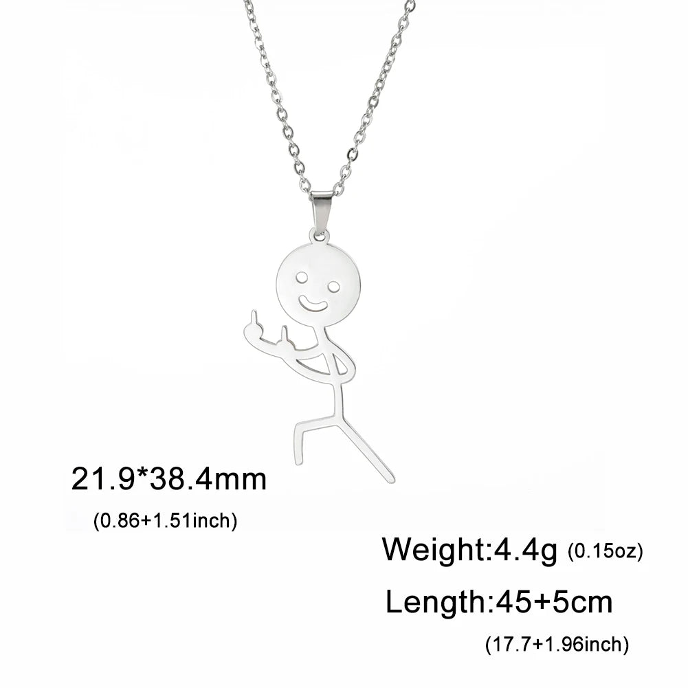 Middle Finger Pendant Necklace — Stainless Steel