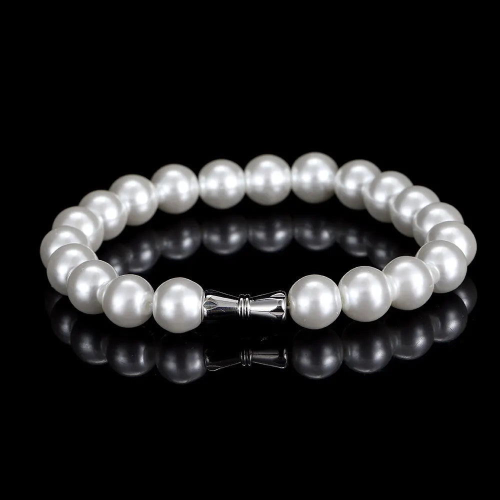 Pearl Bead Bracelet Stainless Steel 6-12MM