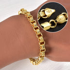 Men Byzantine Box Link Bracelet 750 Italy Stamp Unisex Bangle Hip Hop Vintage Metal Wrist Jewelry Accessories Daily