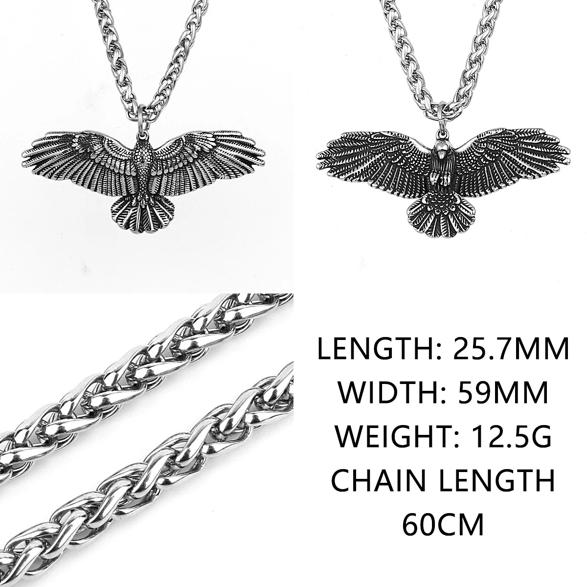 Retro Domineering Crow Eagle Pendant Unisex Fashion Party Birthday Gift 316L Stainless Steel Pendant Necklace
