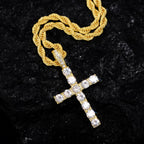 Men Hip Hop Cross Pendant Necklace with 4mm Zircon Tennis Chain Iced out Bling Chain Necklaces Punk Jewelry Fashion Women Gift