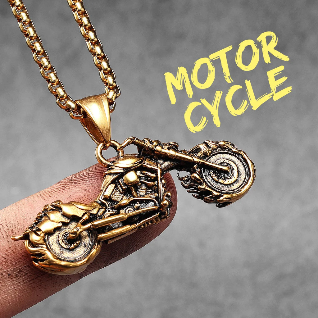 Rider Motorcycle Series Men Necklace Stainless Steel Pendant Chain New in Punk Rock For Women Fashion Jewelry Gifts