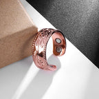 Flower Shape Magnetic Ring Copper Adjustable Open Cuff Ring Men and Women Magnet Healthy Energy Ring for Arthritis Pain Relief