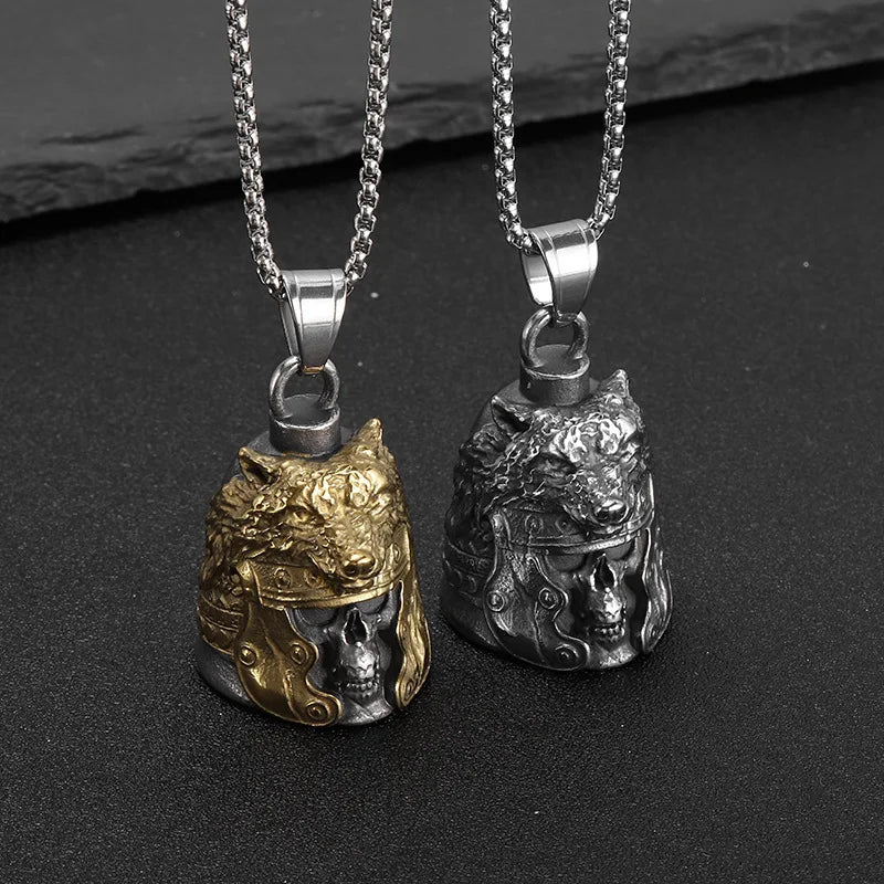 Skull Moto Bell Steel Pendant European American